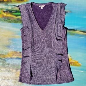 Juicy Couture Purple Shimmer Sleeveless Ruffle Top